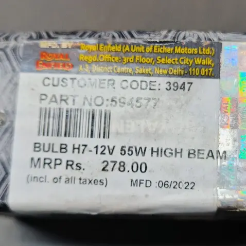 Bulb H7-12v 55w High Beam/594577 Royal Enfield - Image 2