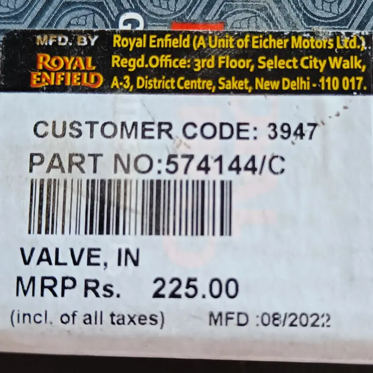 Head Valve/574144/c Royal Enfield - Image 2