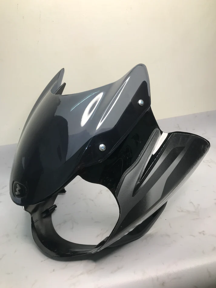 Headlight Visor For Bajaj Discover 135 Cc Digital Meter - Black With Grey Sticker Sai 533 - Image 3