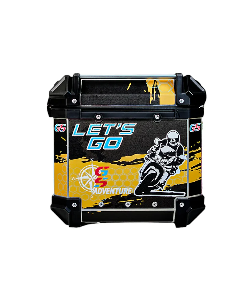 LGP GS MOTO ADV 45 litres yellow with black touring top box with graphics premium - Image 3