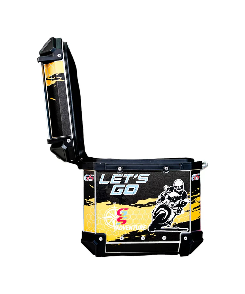 LGP GS MOTO ADV 45 litres yellow with black touring top box with graphics premium - Image 2