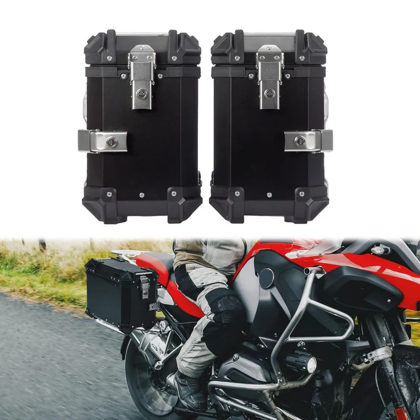 LGP Aluminium touring panniers with top box (38L+38L+45L= 121 liters) - Set of 2 - Black (COMBO) - Image 4