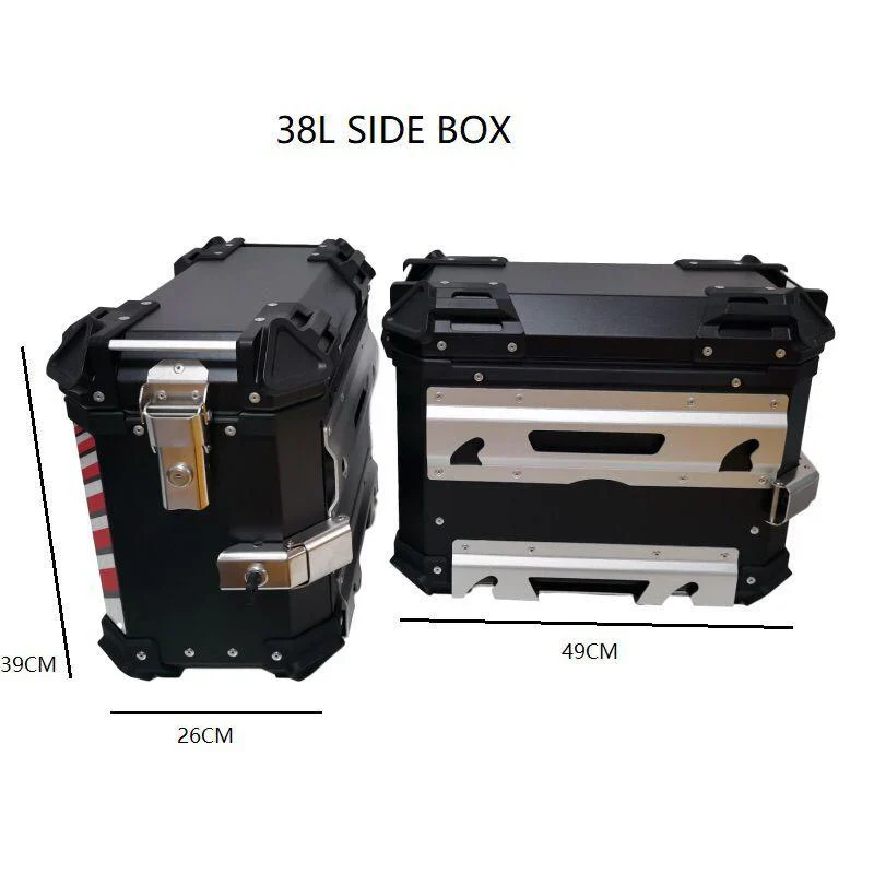 LGP Aluminium touring panniers with top box (38L+38L+45L= 121 liters) - Set of 2 - Black (COMBO) - Image 7