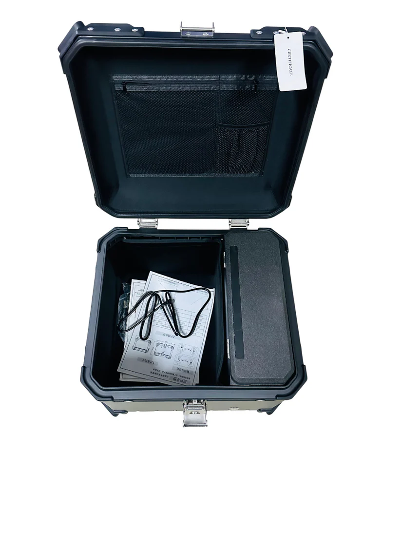 LGP 55L Aluminium Motorcycle Refrigerator Top Box Case (Hot and cold both) – Universal Waterproof Tail Box for Helmets & Luggage (Black) - Image 6
