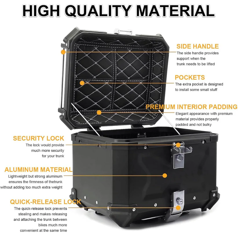 Triumph speed 400 LGP Premium Aluminium Top Box 45L - BLACK - Image 8