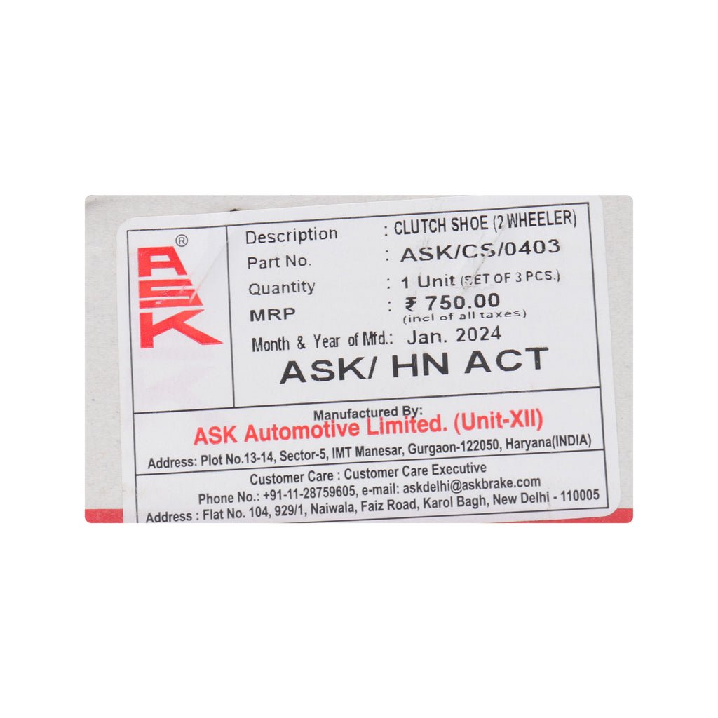 Ask Clutch Shoe For Activa - Image 3