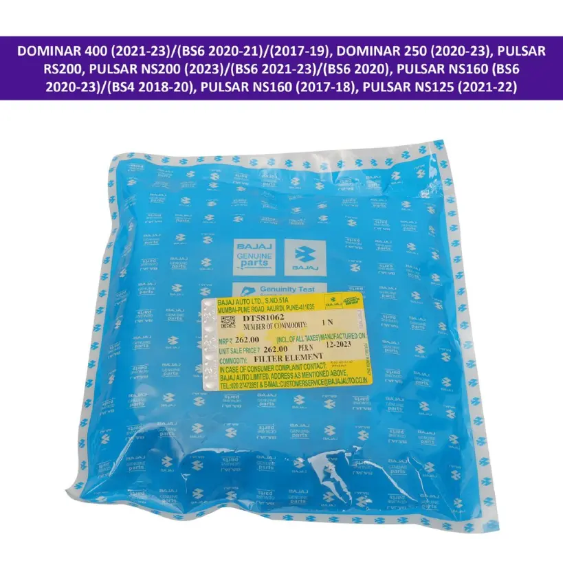 Bajaj Air Filter For Dominar 400 (2021-23), Pulsar Rs200 (bs6 2021-23), Pulsar Ns200 (bs6 2021-23), Pulsar Ns125 (2021-22) - Image 2