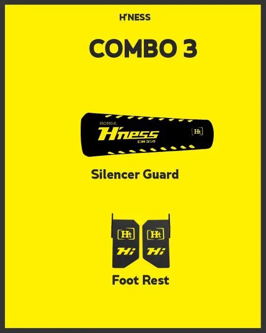 COMBO 3 HNESS Silencer Guard + Foot Rest - HT EXHAUST
