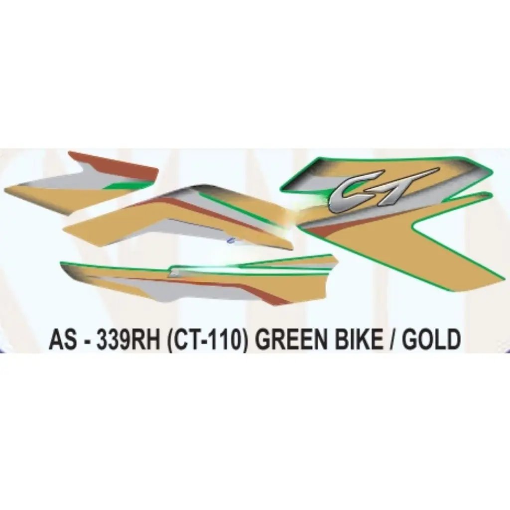 Graphics Sticker Set For Bajaj Ct 110 | Green Vehicle | Gold Sticker | Both Sides