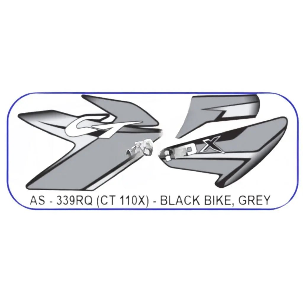 Graphics Sticker Set For Bajaj Ct 110x | Black Vehicle | Grey Sticker | Both Sides