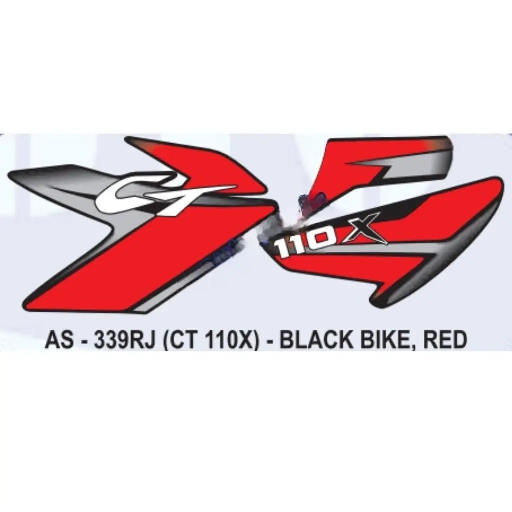 Graphics Sticker Set For Bajaj Ct 110x | Black Vehicle | Red Sticker | Both Sides