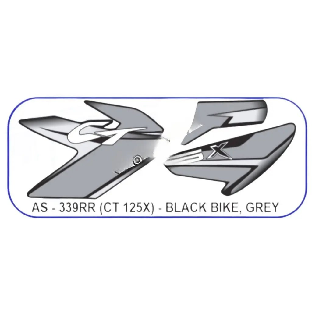 Graphics Sticker Set For Bajaj Ct 125x | Black Vehicle | Grey Sticker | Both Sides