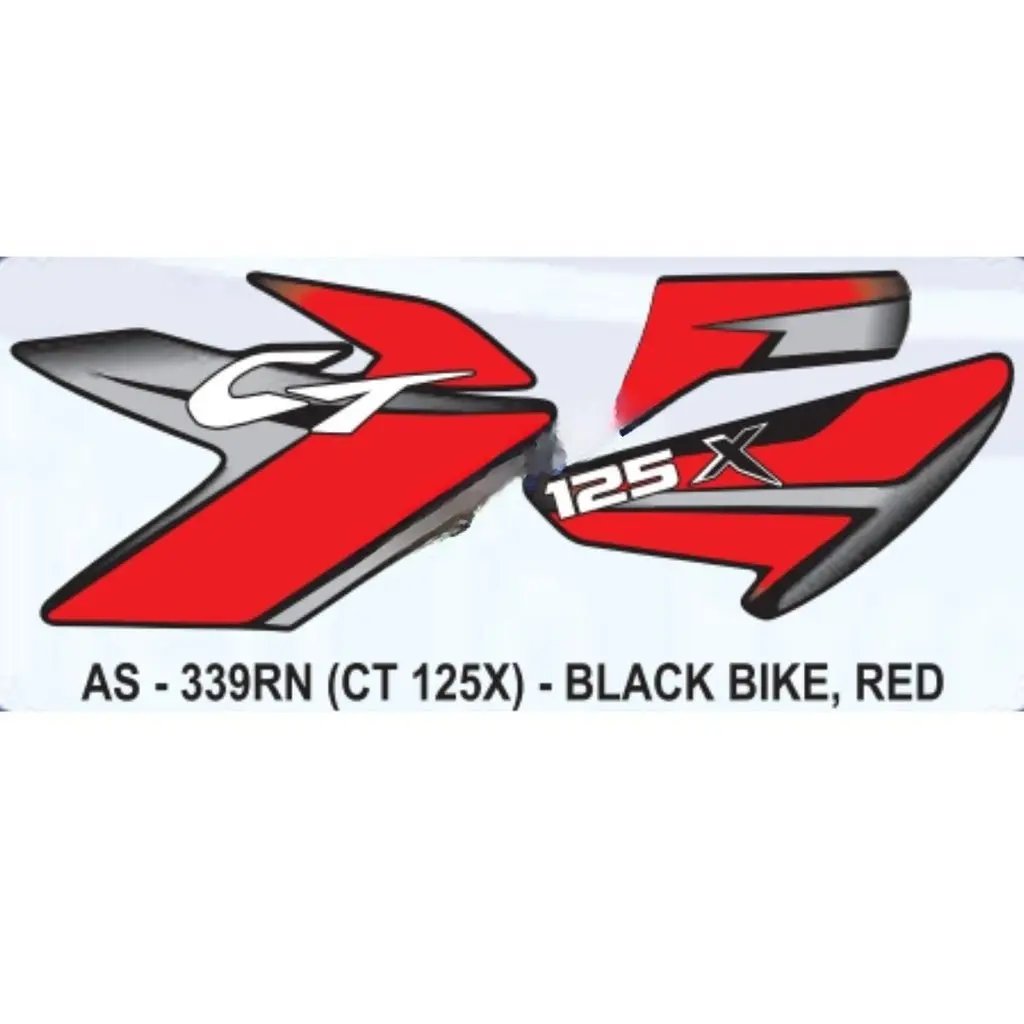 Graphics Sticker Set For Bajaj Ct 125x | Black Vehicle | Red Sticker | Both Sides