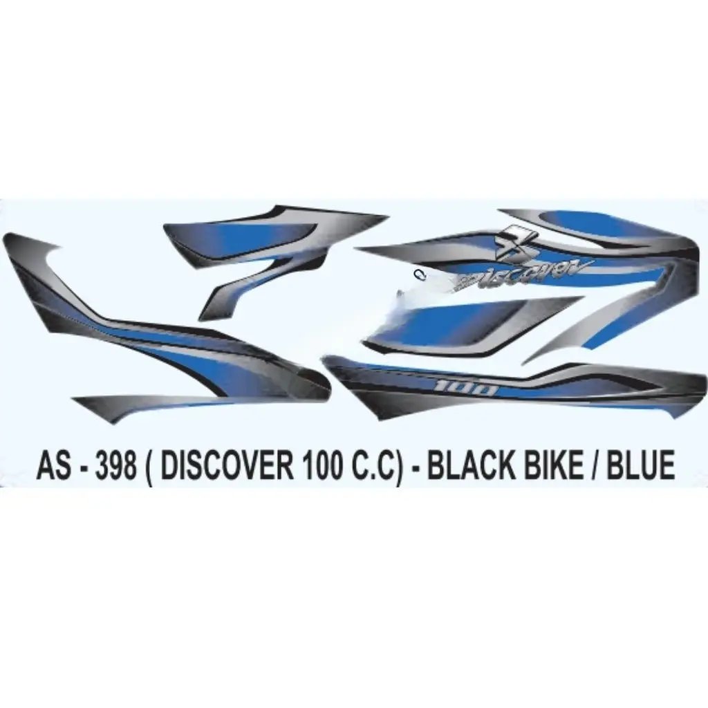 Graphics Sticker Set For Bajaj Discover 100cc | Black Vehicle | Blue Sticker | Both Sides