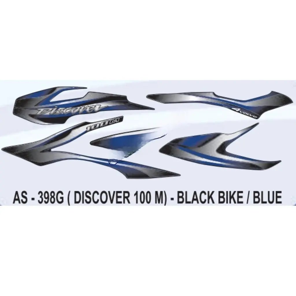 Graphics Sticker Set For Bajaj Discover 100m | Black Vehicle | Blue Sticker | Both Sides