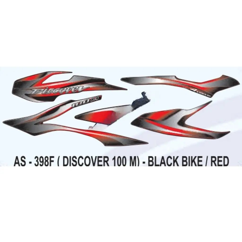 Graphics Sticker Set For Bajaj Discover 100m | Black Vehicle | Red Sticker | Both Sides