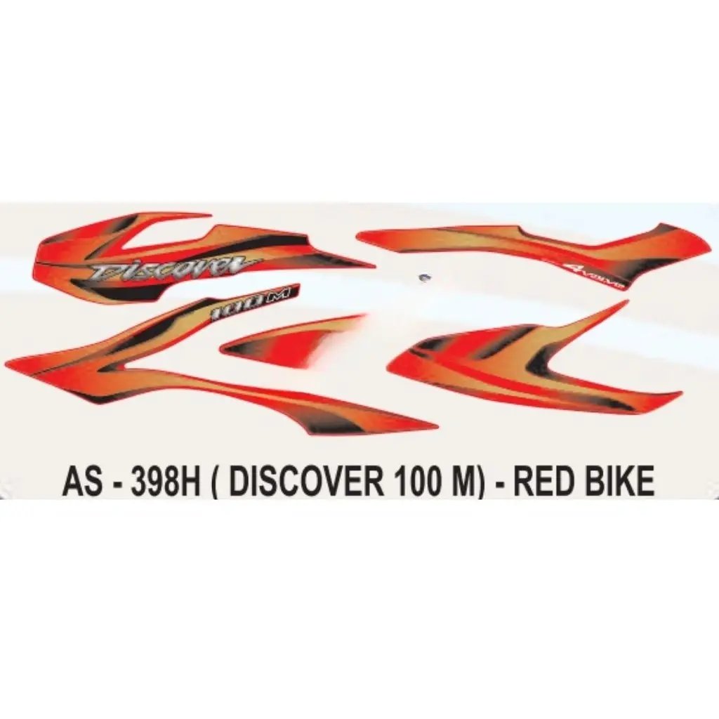 Graphics Sticker Set For Bajaj Discover 100m | Red Vehicle | Both Sides