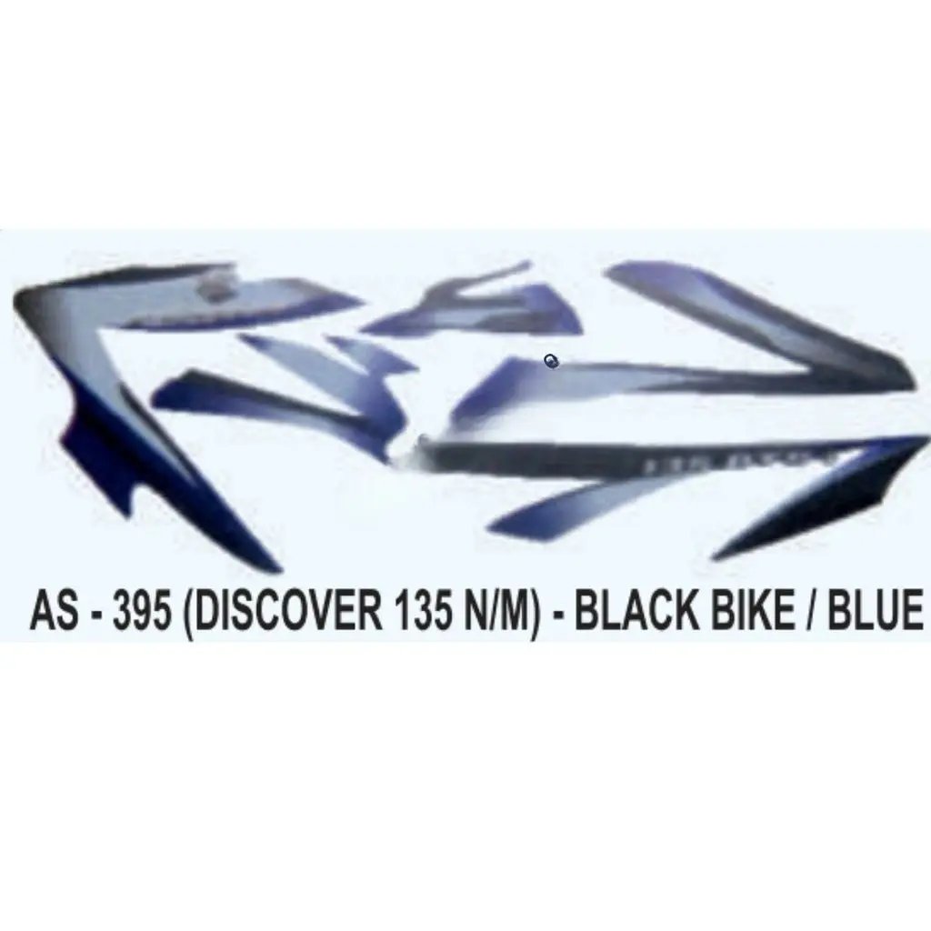 Graphics Sticker Set For Bajaj Discover 135 | New Model | Black Vehicle | Blue Sticker | Both Sides