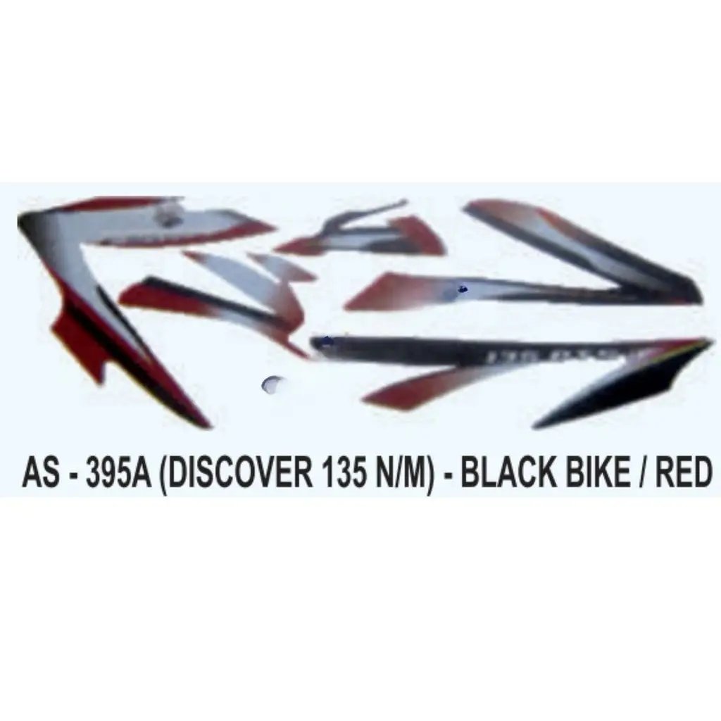 Graphics Sticker Set For Bajaj Discover 135 | New Model | Black Vehicle | Red Sticker | Both Sides