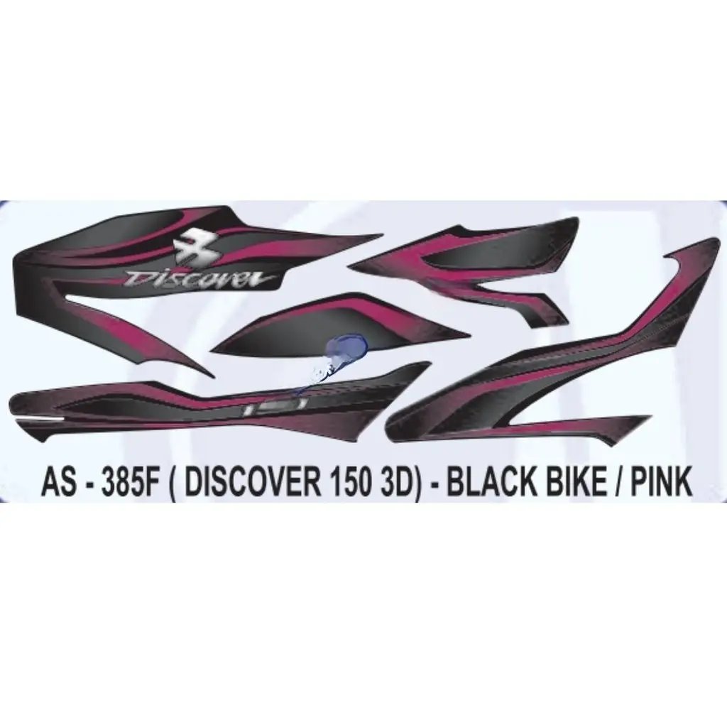 Graphics Sticker Set For Bajaj Discover 150 | 3d | Black Vehicle | Pink Sticker | Both Sides