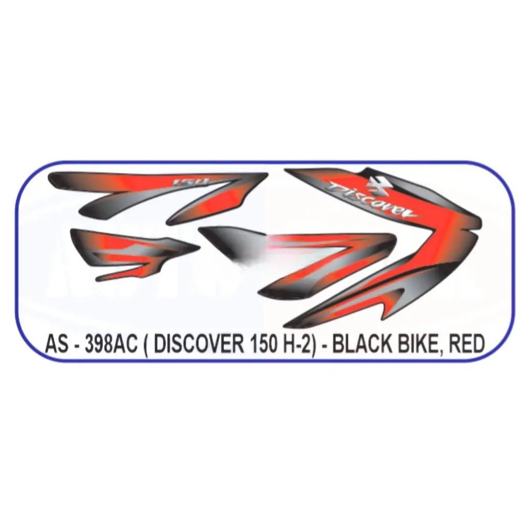 Graphics Sticker Set For Bajaj Discover 150 | H-2 | Black Vehicle | Red Sticker | Both Sides