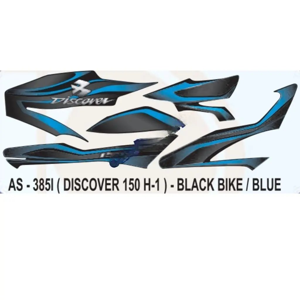 Graphics Sticker Set For Bajaj Discover 150 | H1 | Black Vehicle | Blue Sticker | Both Sides
