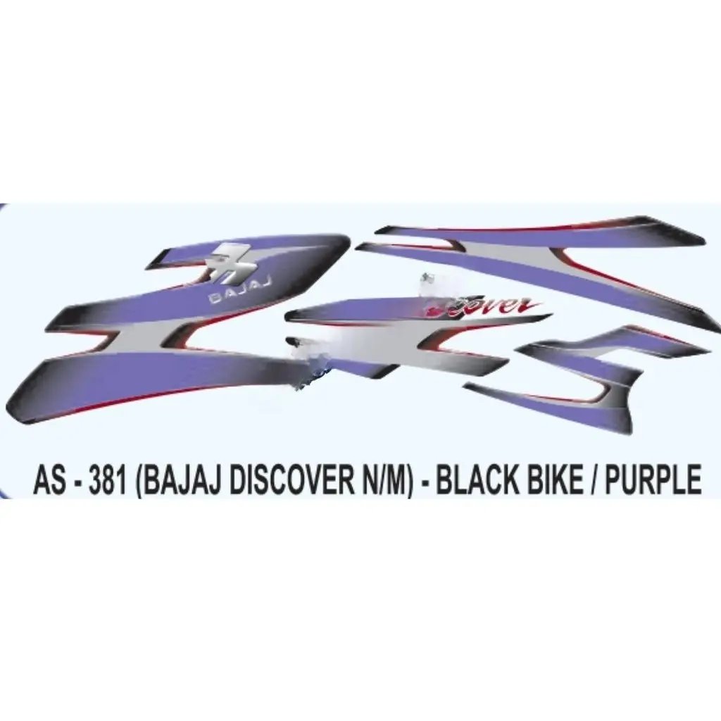 Graphics Sticker Set For Bajaj Discover | New Model | Black Vehicle | Purple Sticker | Both Sides
