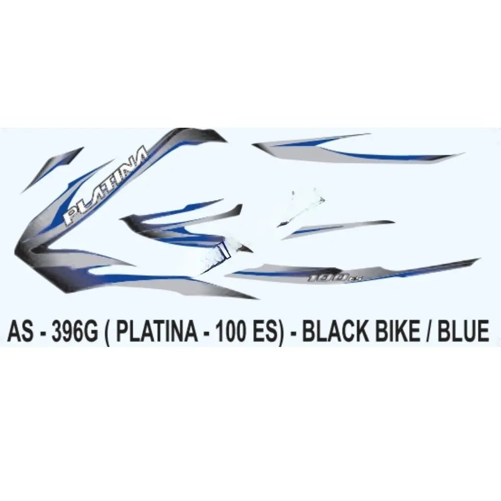 Graphics Sticker Set For Bajaj Platina 100 Es | Black Vehicle | Blue Sticker | Both Sides
