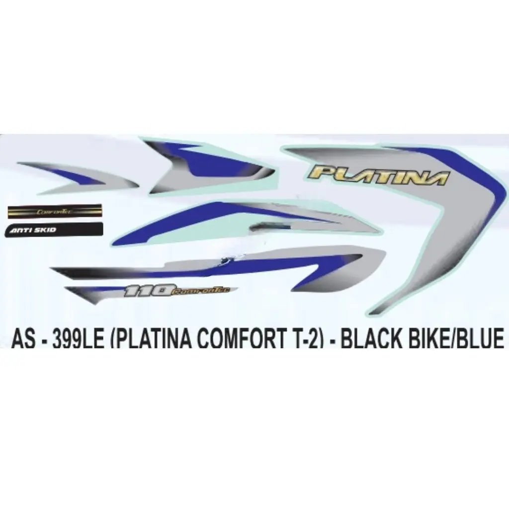 Graphics Sticker Set For Bajaj Platina 110 | Abs | Blue Vehicle | Both Sides