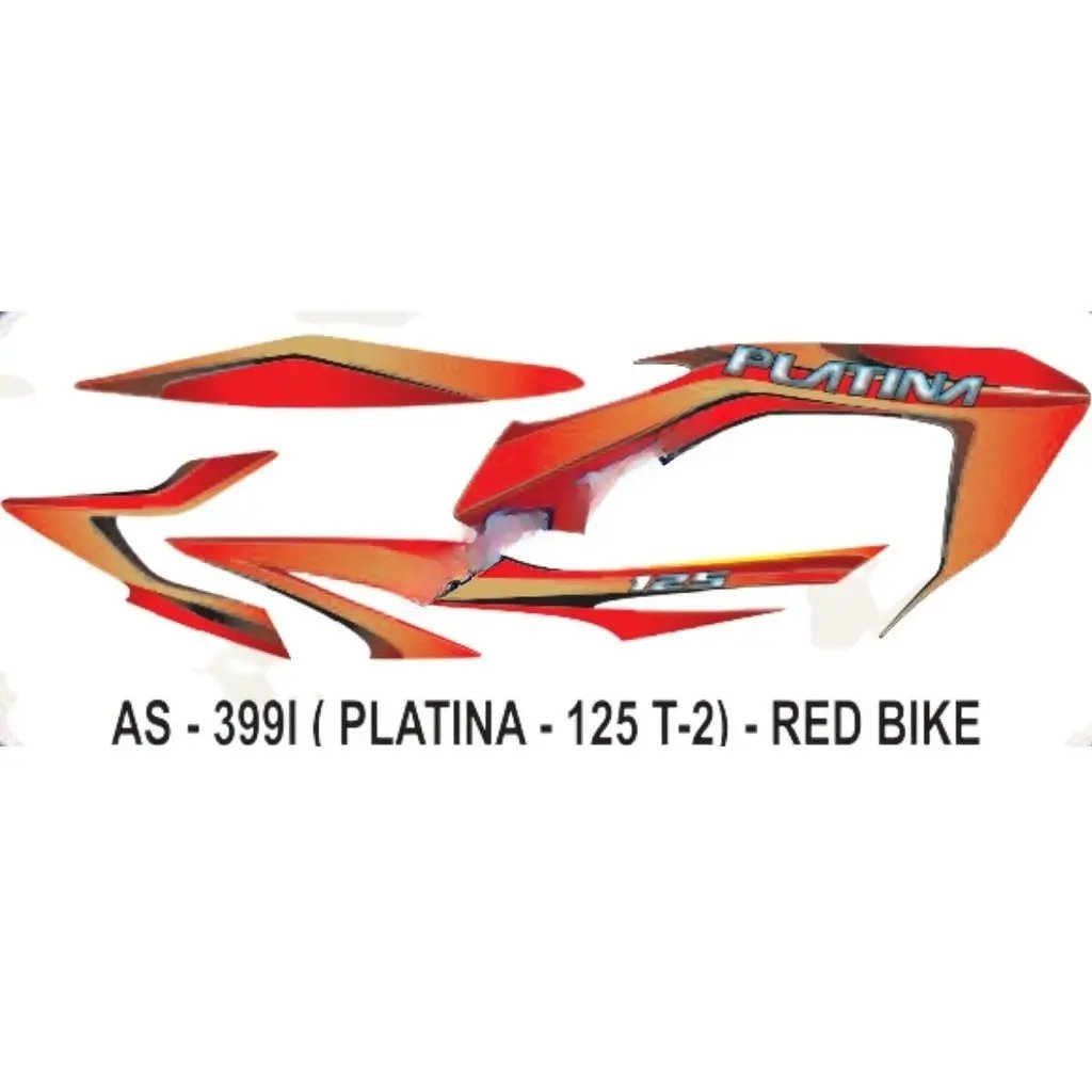 Graphics Sticker Set For Bajaj Platina 125 | Type 2 | Red Vehicle | Both Sides