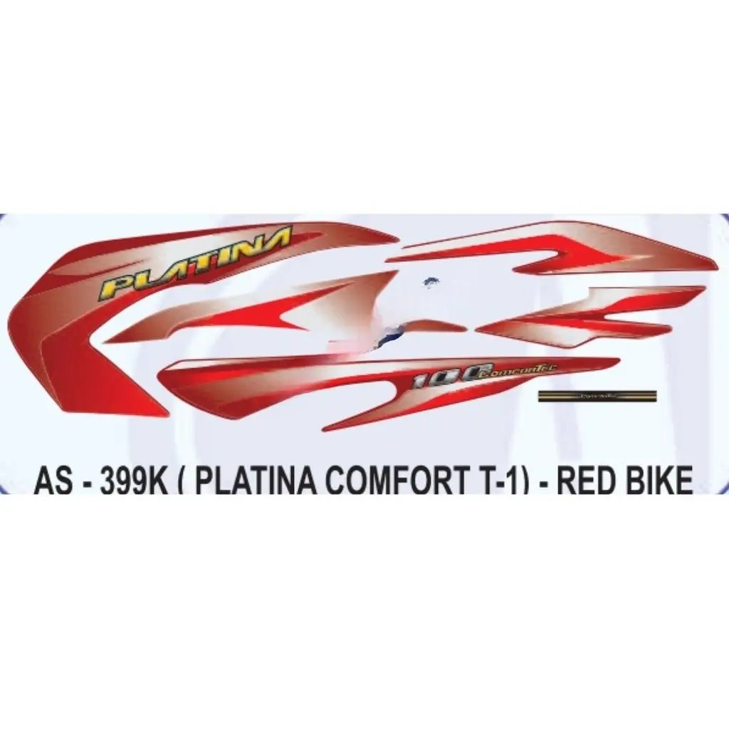 Graphics Sticker Set For Bajaj Platina Comfortec | Type 1 | Red Vehicle | Both Sides