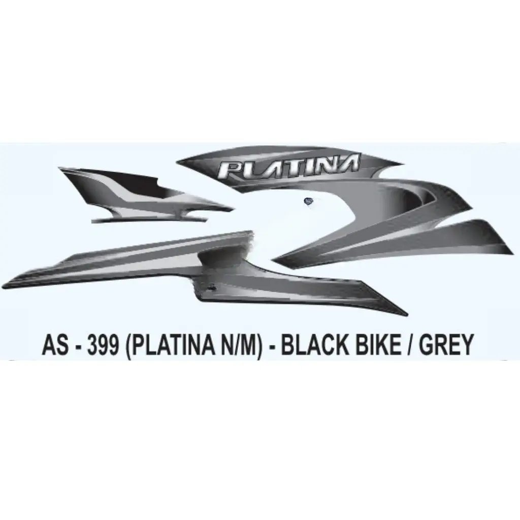 Graphics Sticker Set For Bajaj Platina | New Model | Black Vehicle | Grey Sticker | Both Sides