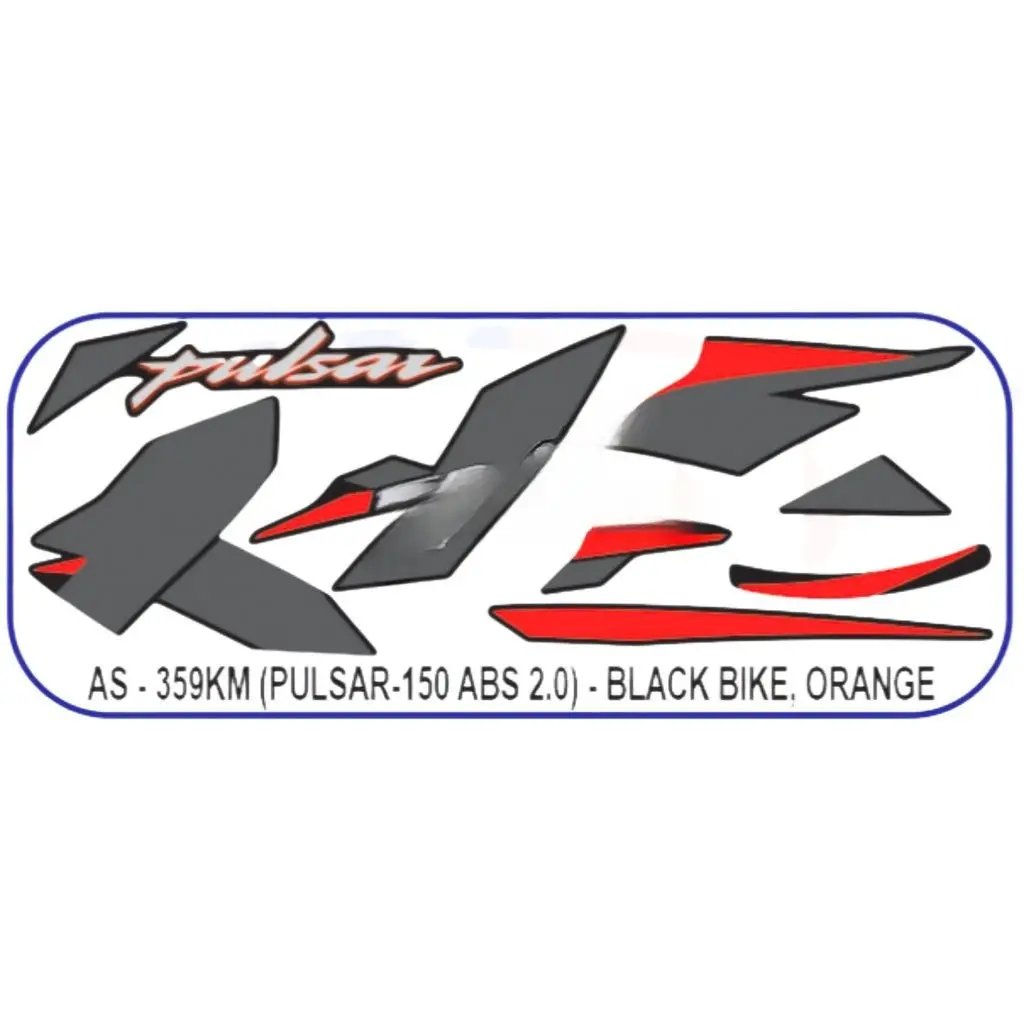 Graphics Sticker Set For Bajaj Pulsar 150 | Abs 2.0 | Black Vehicle | Orange Sticker | Both Sides