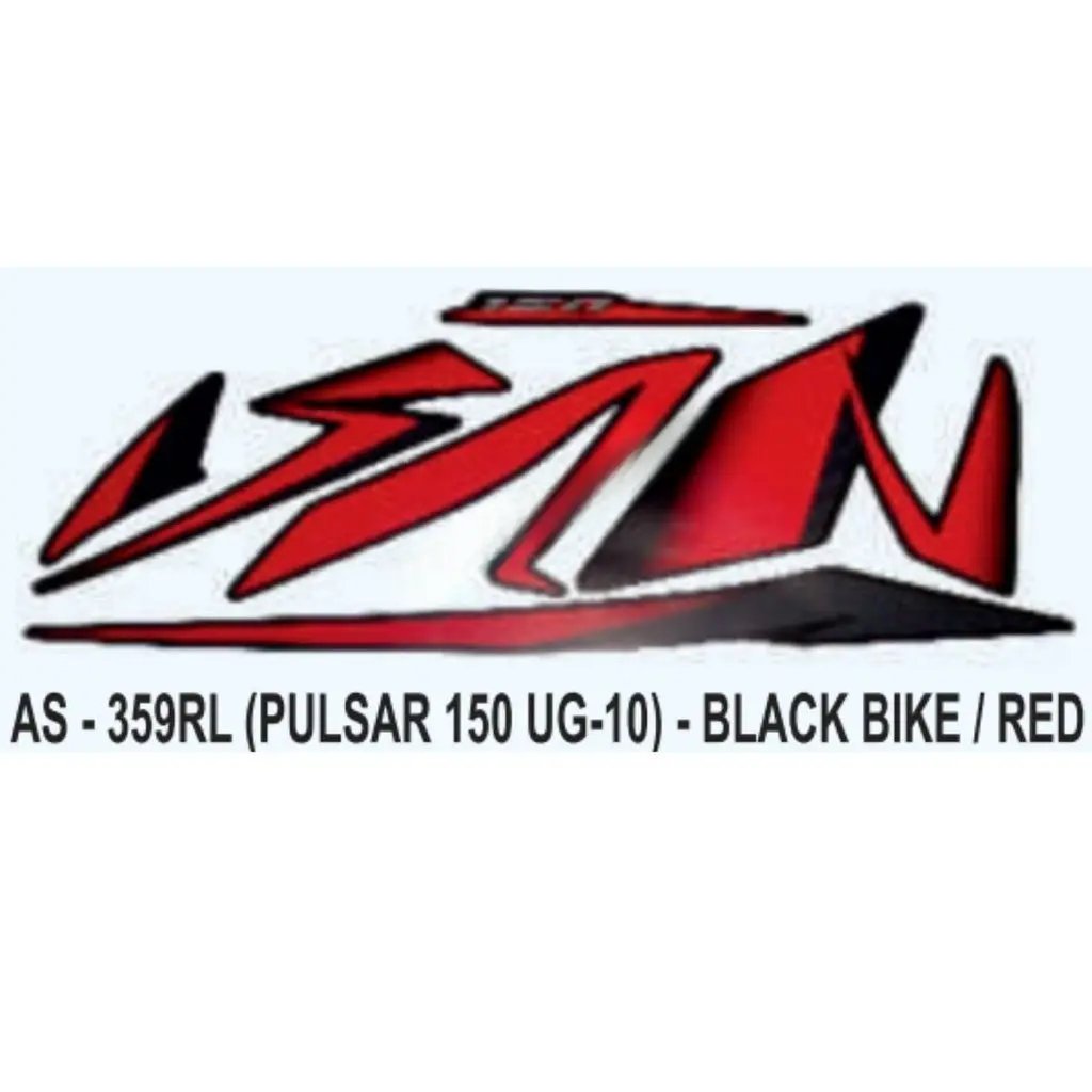 Graphics Sticker Set For Bajaj Pulsar 150 Ug10 | Black Vehicle | Red Sticker | Both Sides