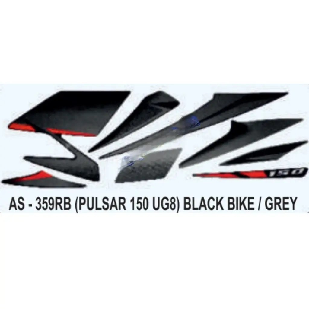 Graphics Sticker Set For Bajaj Pulsar 150 Ug8 | Black Vehicle | Grey Sticker | Both Sides