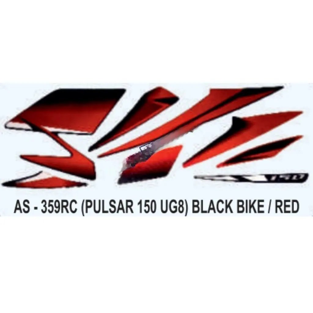 Graphics Sticker Set For Bajaj Pulsar 150 Ug8 | Black Vehicle | Red Sticker | Both Sides
