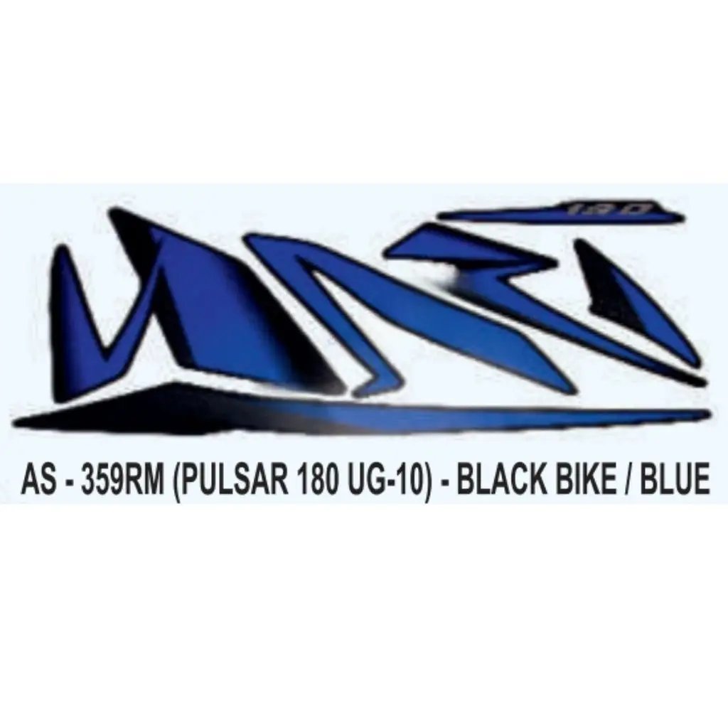 Graphics Sticker Set For Bajaj Pulsar 180 Ug10 | Black Vehicle | Blue Sticker | Both Sides