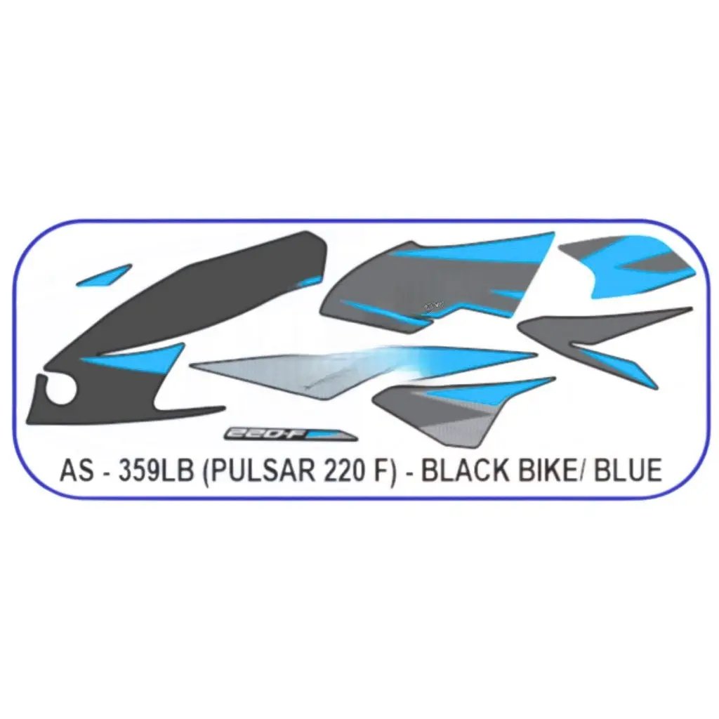 Graphics Sticker Set For Bajaj Pulsar 220 F | Black Vehicle | Blue Sticker | Both Sides
