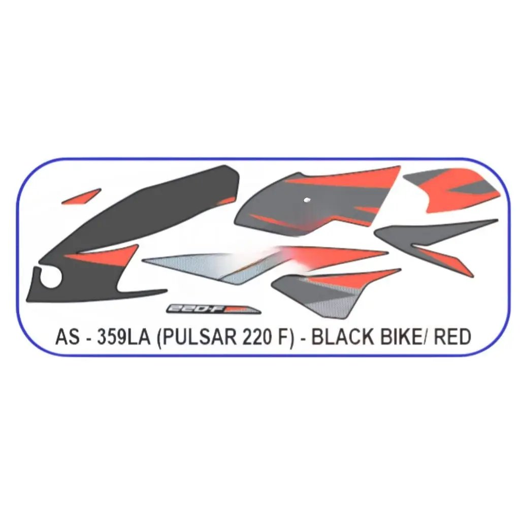 Graphics Sticker Set For Bajaj Pulsar 220 F | Black Vehicle | Red Sticker | Both Sides