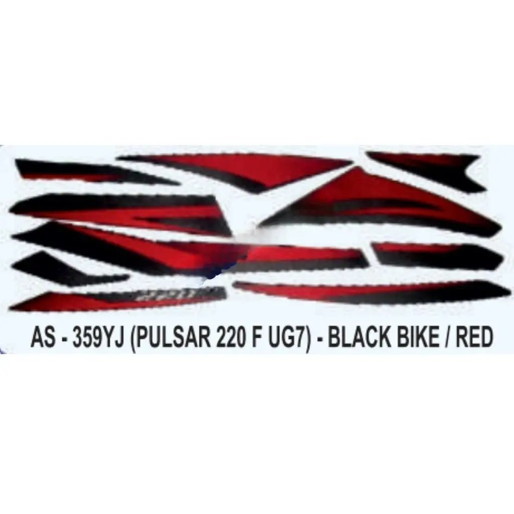 Graphics Sticker Set For Bajaj Pulsar 220 F Ug7 | Black Vehicle | Red Sticker | Both Sides