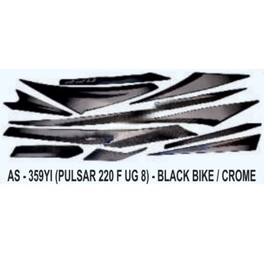 Graphics Sticker Set For Bajaj Pulsar 220 F Ug8 | Black Vehicle | Chrome Sticker | Both Sides
