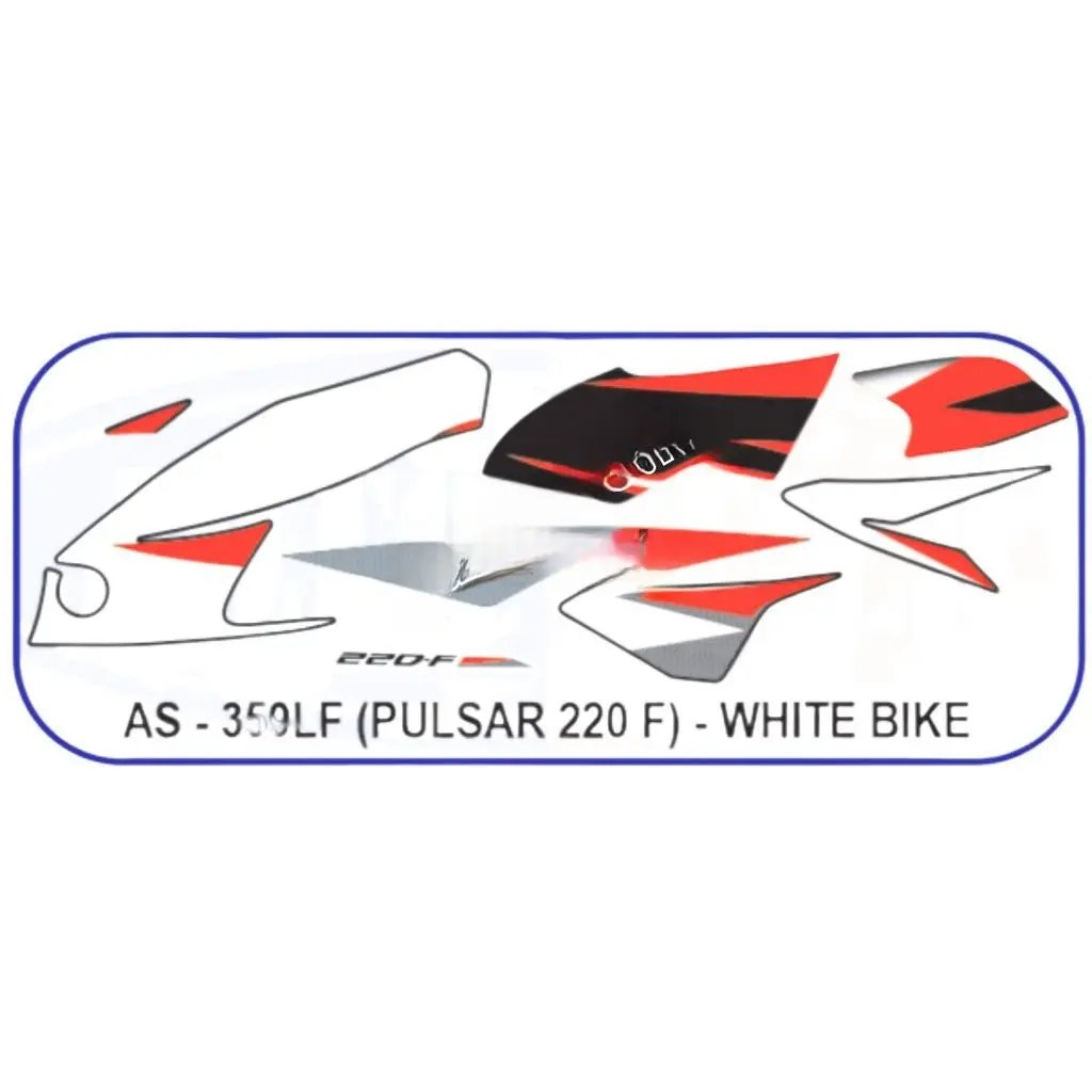 Graphics Sticker Set For Bajaj Pulsar 220 F | White Vehicle | Both Sides