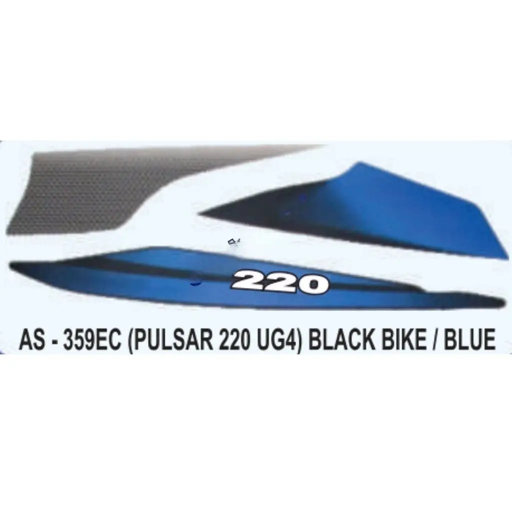 Graphics Sticker Set For Bajaj Pulsar 220 Ug4 | Black Vehicle | Blue Sticker | Both Sides