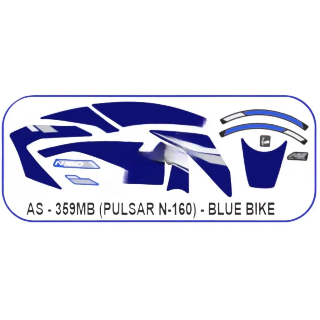Graphics Sticker Set For Bajaj Pulsar N160 | Blue Vehicle | Both Sides