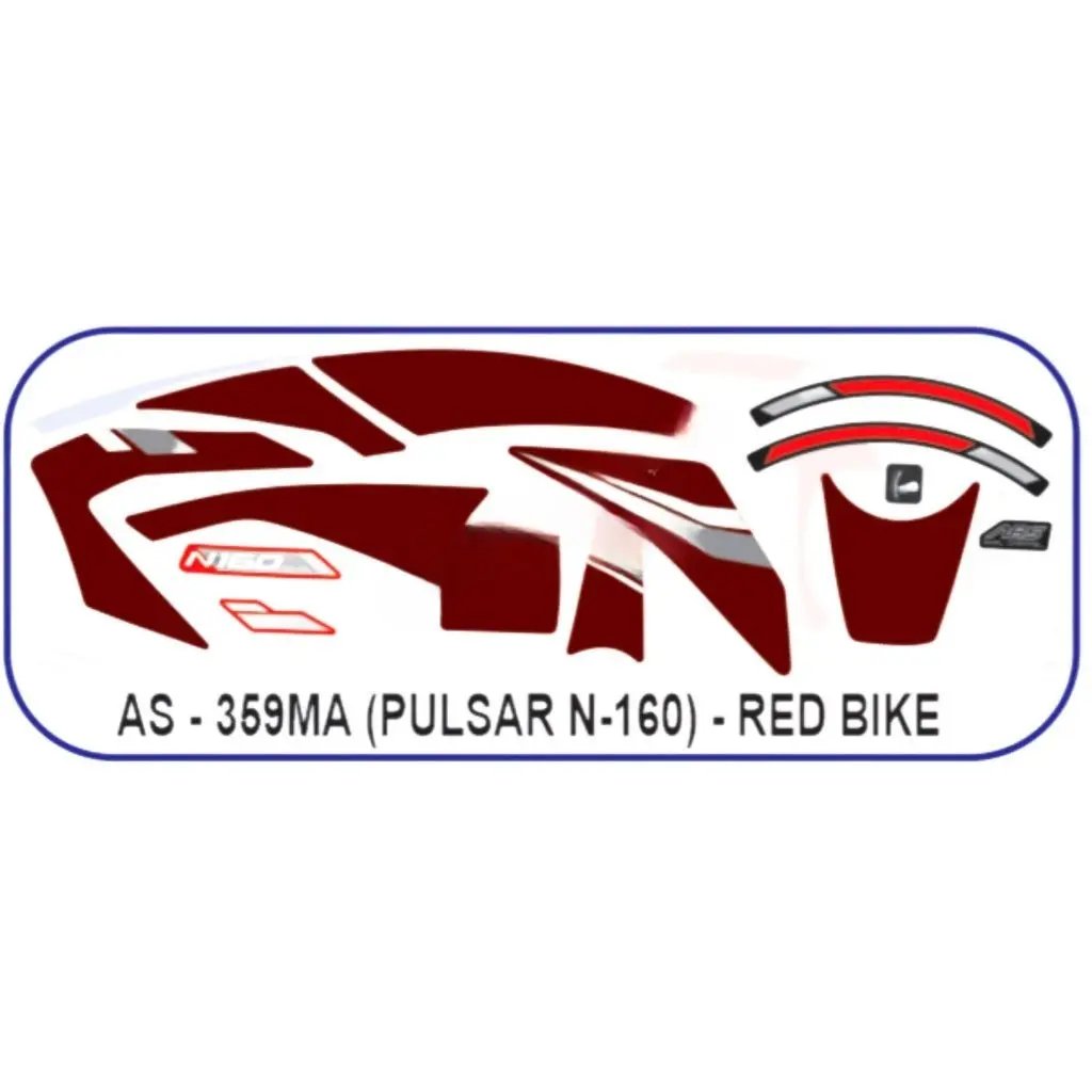 Graphics Sticker Set For Bajaj Pulsar N160 | Red Vehicle | Both Sides