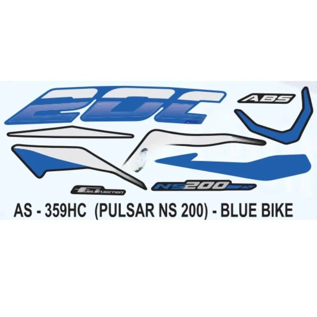 Graphics Sticker Set For Bajaj Pulsar Ns 200 | Abs | Blue Vehicle | Both Sides