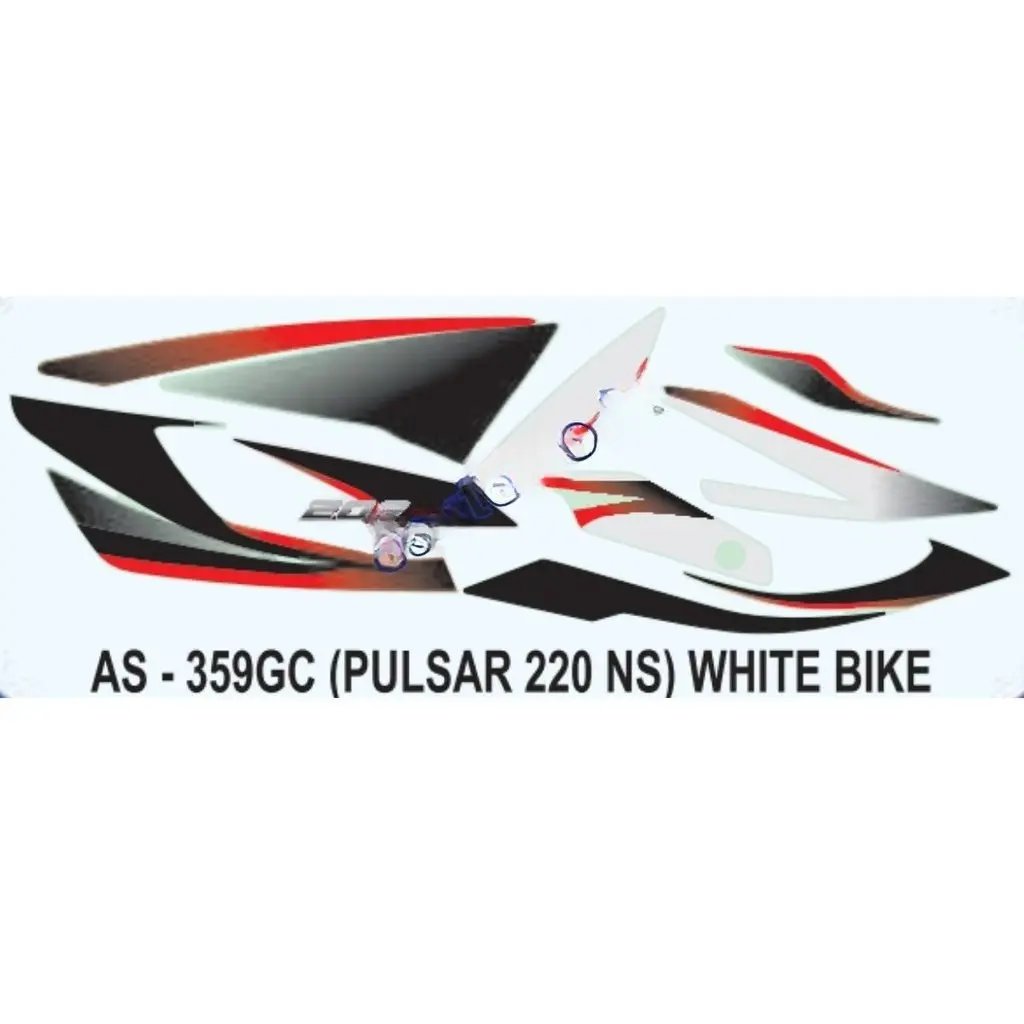 Graphics Sticker Set For Bajaj Pulsar Ns 220 | White Vehicle | Both Sides