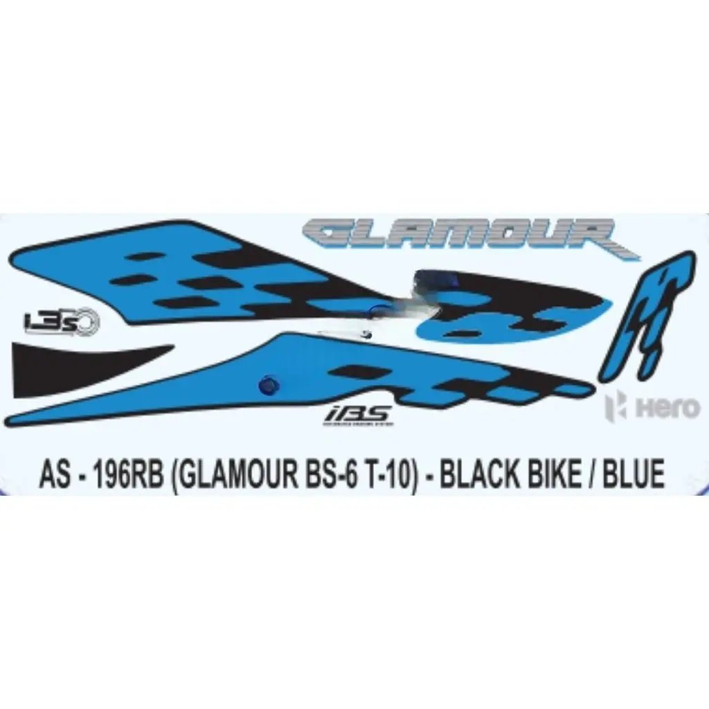 Graphics Sticker Set For Hero Glamour I3s Bs6 | Type 10 | Black Vehicle | Blue Sticker | Both Sides