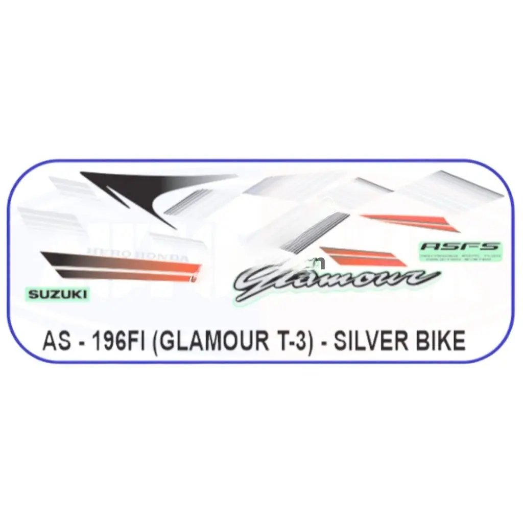Graphics Sticker Set For Hero Glamour | Type 3 | Asfs | Slver Vehicle | Both Sides