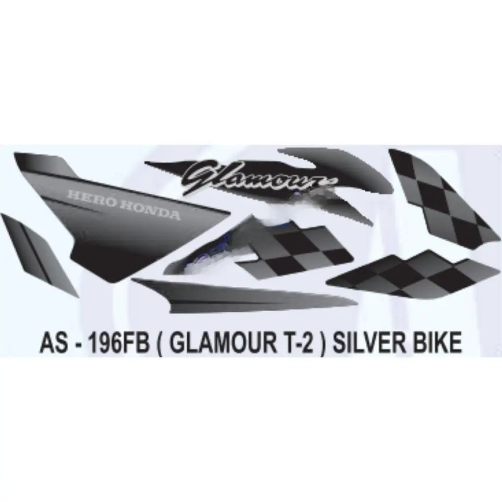 Graphics Sticker Set For Hero Honda Glamour | Type 2 | Silver Vehicle | Both Sides